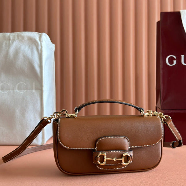 SMALL HORSEBIT 1955 SHOULDER BAG 22.6 IN BROWN CALFSKIN