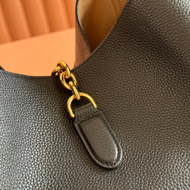 SOFTBIT MAXI SHOULDER BAG 46 IN BLACK GRAINY LAMBSKIN