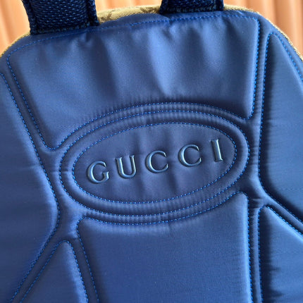 BACKPACK 40 IN BEIGE AND BROWN CANVAS BLUE SNAKE EMBROIDERY