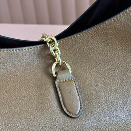 SOFTBIT MAXI SHOULDER BAG 46 IN BROWN GRAINY LAMBSKIN