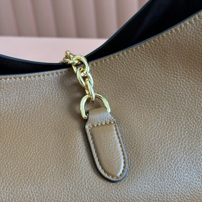 SOFTBIT MAXI SHOULDER BAG 46 IN BROWN GRAINY LAMBSKIN