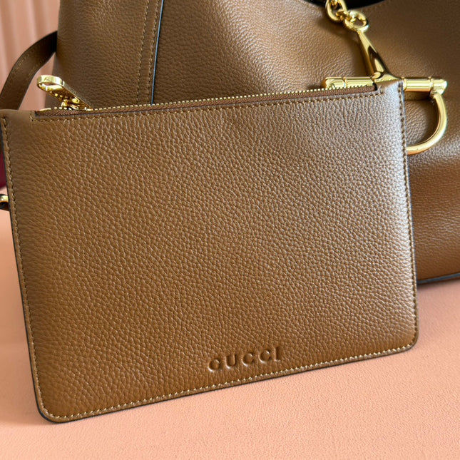 SOFTBIT MAXI SHOULDER BAG 46 IN BROWN GRAINY LAMBSKIN