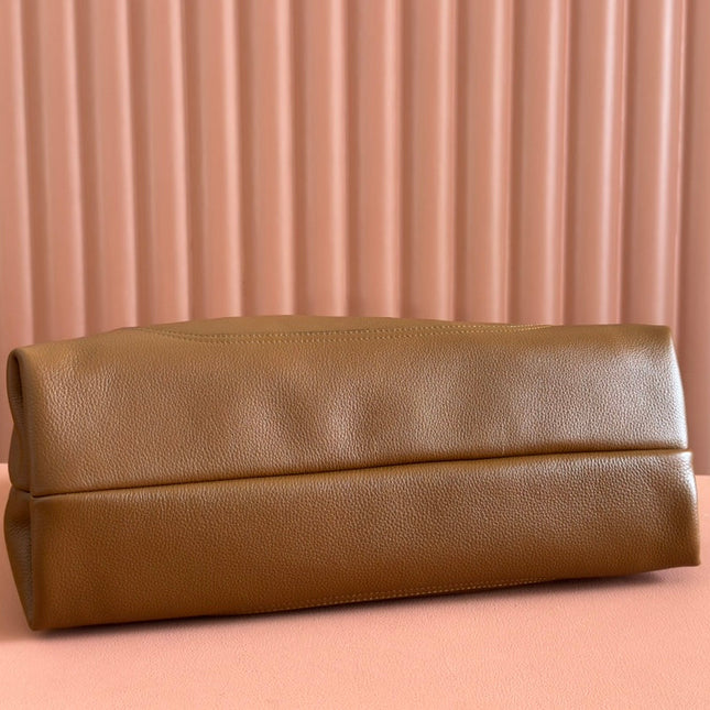 SOFTBIT MAXI SHOULDER BAG 46 IN BROWN GRAINY LAMBSKIN