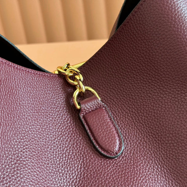 SOFTBIT MAXI SHOULDER BAG 46 IN BURGUNDY GRAINY LAMBSKIN