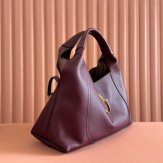 SOFTBIT MAXI SHOULDER BAG 46 IN BURGUNDY GRAINY LAMBSKIN
