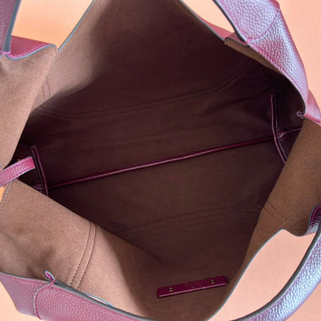 SOFTBIT MAXI SHOULDER BAG 46 IN BURGUNDY GRAINY LAMBSKIN