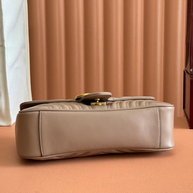 GG MARMONT MATELASSÉ LARGE 26 BAG BEIGE CALFSKIN