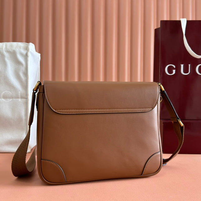 MEDIUM EMBLEM CROSSBODY BAG 29 IN BROWN CALFSKIN