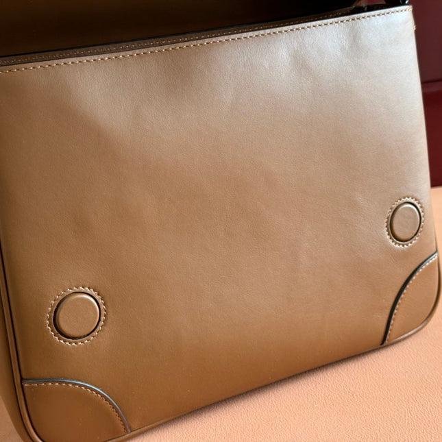 MEDIUM EMBLEM CROSSBODY BAG 29 IN BROWN CALFSKIN