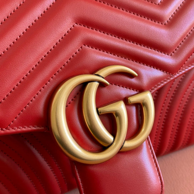 MARMONT SHOULDER BAG 31 IN RED CALFSKIN GOLD CHAIN