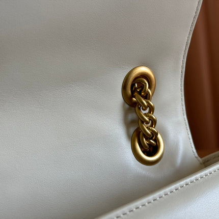 MARMONT SHOULDER BAG 31 IN WHITE CALFSKIN GOLD CHAIN