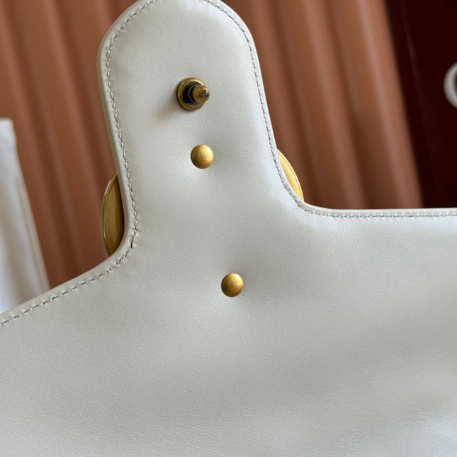 MARMONT SHOULDER BAG 31 IN WHITE CALFSKIN GOLD CHAIN