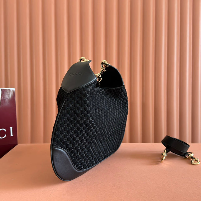 MEDIUM B SHOULDER BAG 42 IN BLACK GG SUEDE