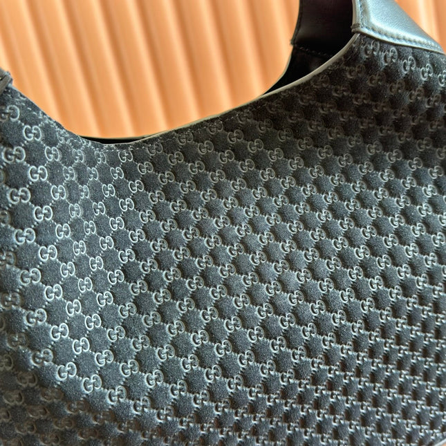 MEDIUM B SHOULDER BAG 42 IN BLACK GG SUEDE