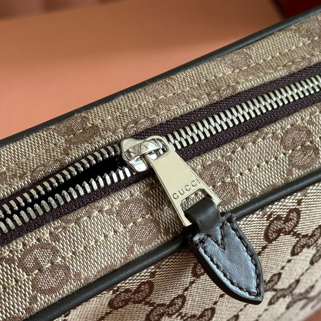 SMALL CROSSBODY BAG 23.5 IN BEIGE AND DARK BROWN GG CANVAS