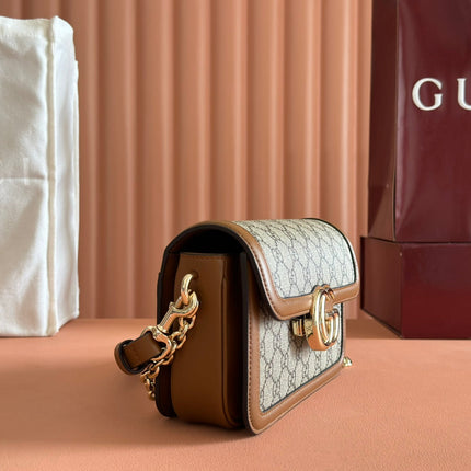 GO SMALL SHOULDER BAG 21.5 IN DARK GREY BROWN CALFSKIN