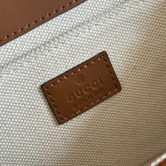 GO SMALL SHOULDER BAG 21.5 IN BLUE DENIM BROWN CALFSKIN