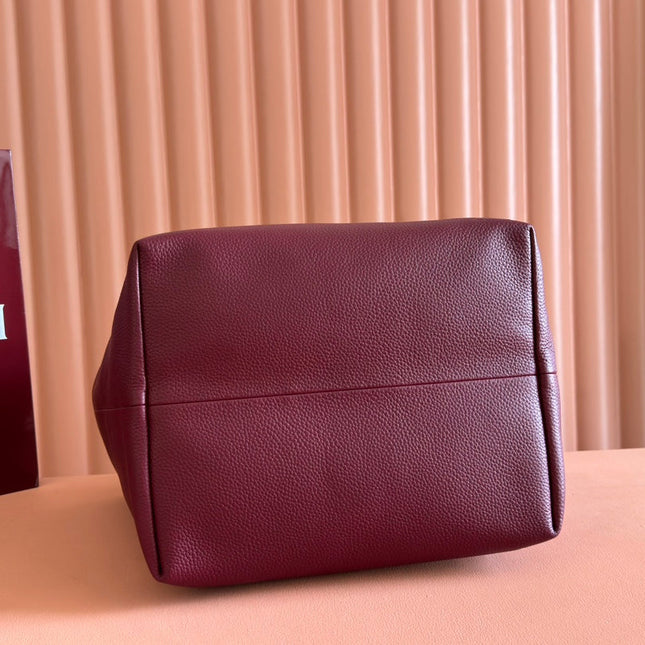 MEDIUM TOTISSIMA REVERSIBLE TOTE BAG 30 IN ROSSO ANCORA RED CALFSKIN BEIGE AND BROWN GG CANVAS ON SIDE