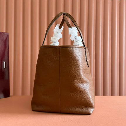 MEDIUM TOTISSIMA REVERSIBLE TOTE BAG 30 IN BROWN CALFSKIN BEIGE AND BROWN GG CANVAS ON SIDE