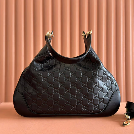 MEDIUM B SHOULDER BAG IN BLACK CALFSKIN GOLD HARDWARE