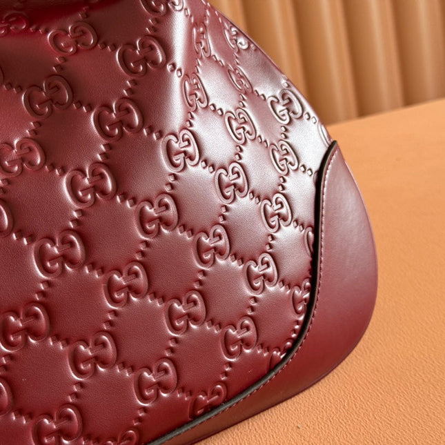 MEDIUM B SHOULDER BAG 42 IN ROSSO ANCORA RED GG EMBOSSED CALFSKIN