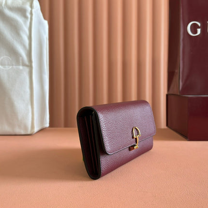 SOFTBIT CONTINENTAL WALLET 19 IN ROSSO ANCORA RED CALFSKIN GOLD HARDWARE