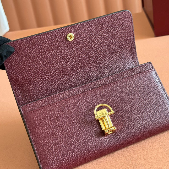 SOFTBIT CONTINENTAL WALLET 19 IN ROSSO ANCORA RED CALFSKIN GOLD HARDWARE