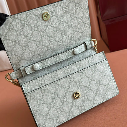 EMBLEM WALLET ON CHAIN 20 IN SAGE GREEN SMOOTH CALFSKIN