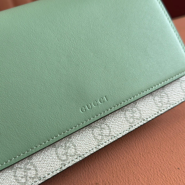 EMBLEM WALLET ON CHAIN 20 IN SAGE GREEN SMOOTH CALFSKIN