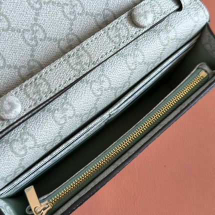 EMBLEM WALLET ON CHAIN 20 IN SAGE GREEN SMOOTH CALFSKIN