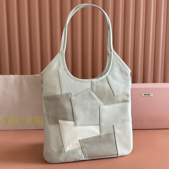 IVY TOTE BAG 60 IN CHALK WHITE PATCHWORK CALFSKIN