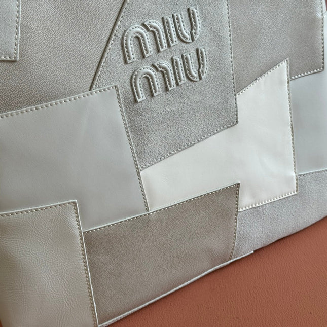 IVY TOTE BAG 60 IN CHALK WHITE PATCHWORK CALFSKIN