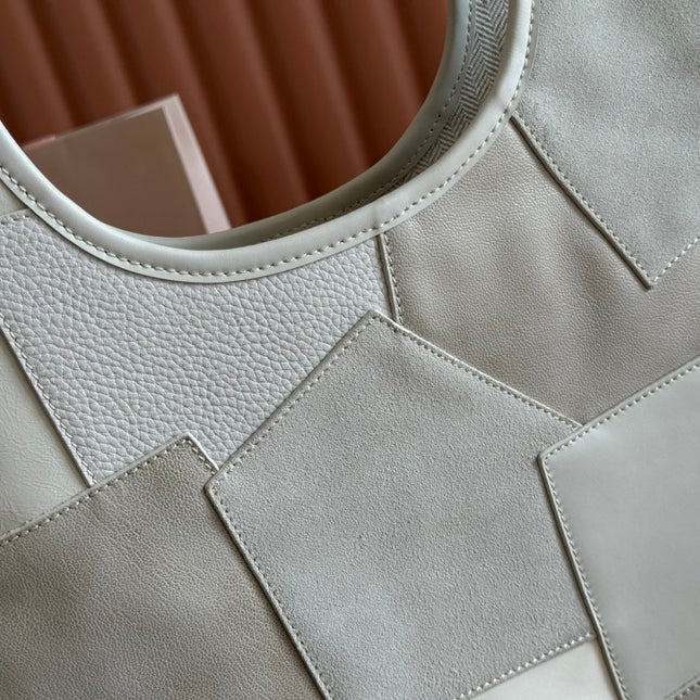 IVY TOTE BAG 60 IN CHALK WHITE PATCHWORK CALFSKIN