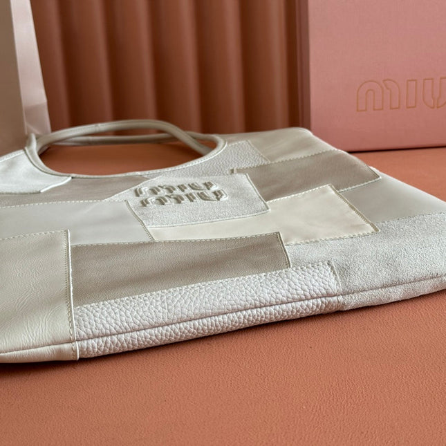 IVY TOTE BAG 60 IN CHALK WHITE PATCHWORK CALFSKIN