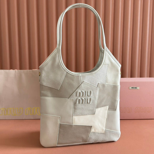 IVY TOTE BAG 60 IN CHALK WHITE PATCHWORK CALFSKIN