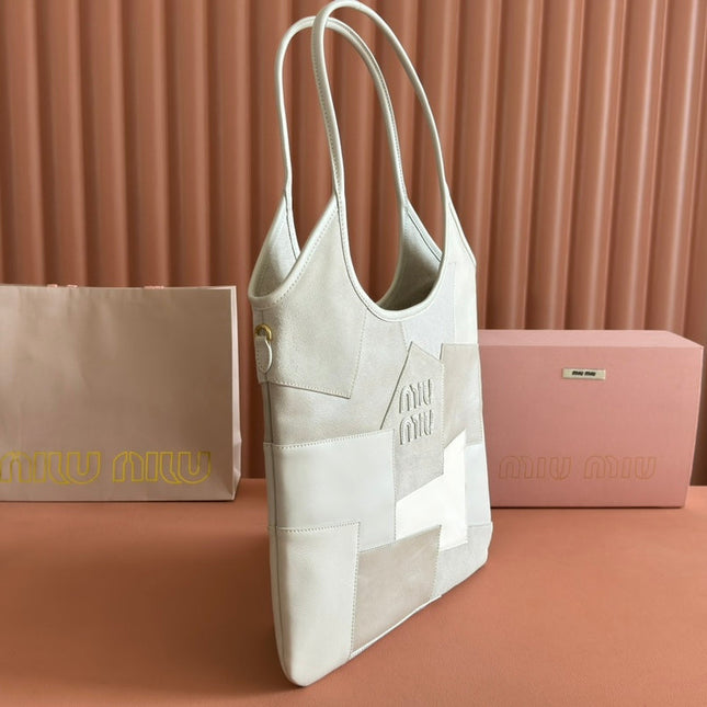 IVY TOTE BAG 60 IN CHALK WHITE PATCHWORK CALFSKIN