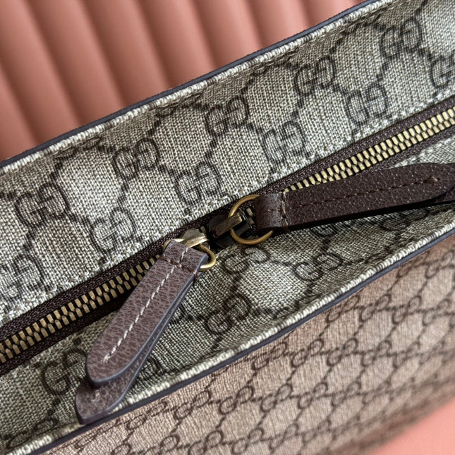 SUPREME MEDIUM TOTE BAG 38 IN BEIGE AND BROWN GG COATED FABRIC BROWN CALFSKIN