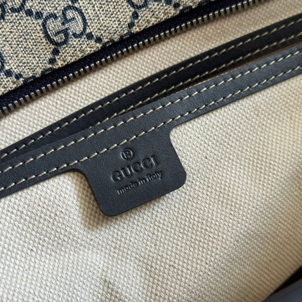 MEDIUM TOTE BAG 38 IN BEIGE AND BROWN GG COATED FABRIC BLACK CALFSKIN