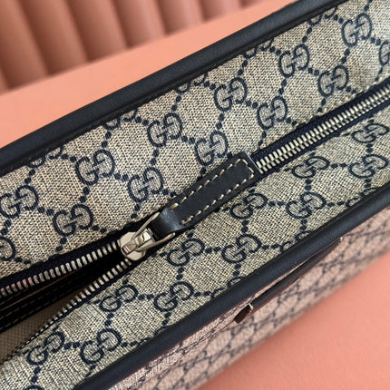 MEDIUM TOTE BAG 38 IN BEIGE AND BROWN GG COATED FABRIC BLACK CALFSKIN