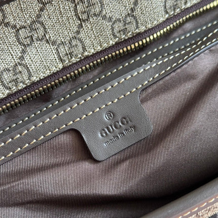 MEDIUM TOTE BAG 38 IN BEIGE AND BROWN GG COATED FABRIC DARK BROWN CALFSKIN