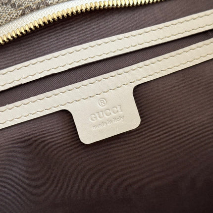 MEDIUM TOTE BAG 38 IN BEIGE AND BROWN GG COATED FABRIC WHITE CALFSKIN