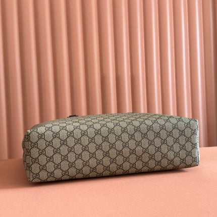 MEDIUM TOTE BAG 38 IN BEIGE AND BROWN GG COATED FABRIC PINK CALFSKIN