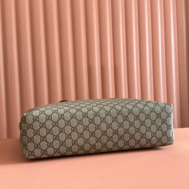 MEDIUM TOTE BAG 38 IN BEIGE AND BROWN GG COATED FABRIC PINK CALFSKIN