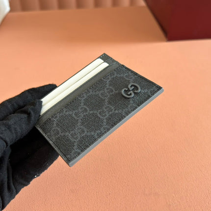 GG CARD CASE 10 IN GREY GG CALFSKIN