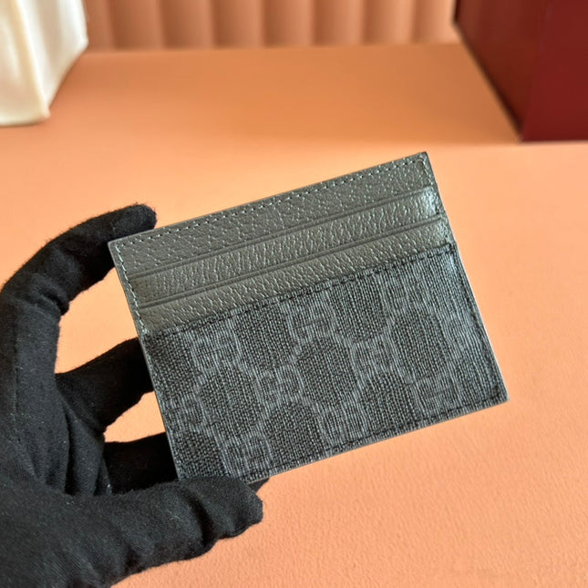 GG CARD CASE 10 IN GREY GG CALFSKIN