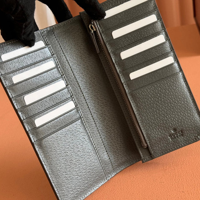 OPHIDIA CARD CASE 19 IN DARK GREY COATED FABRIC AND CALFSKIN