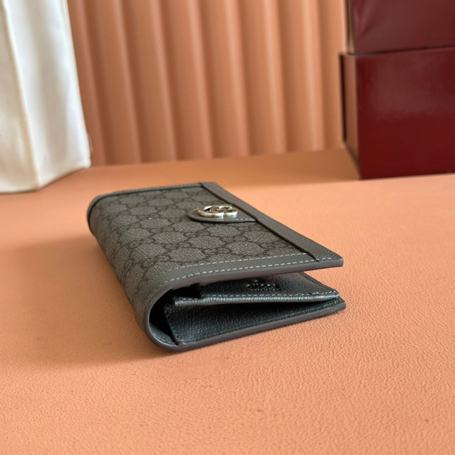 OPHIDIA CARD CASE 19 IN DARK GREY COATED FABRIC AND CALFSKIN