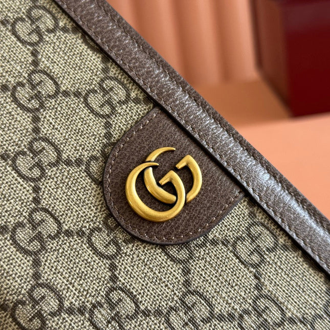 OPHIDIA CARD CASE 19 IN BEIGE BROWN COATED FABRIC AND CALFSKIN