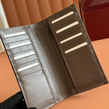 OPHIDIA CARD CASE 19 IN BEIGE BROWN COATED FABRIC AND CALFSKIN