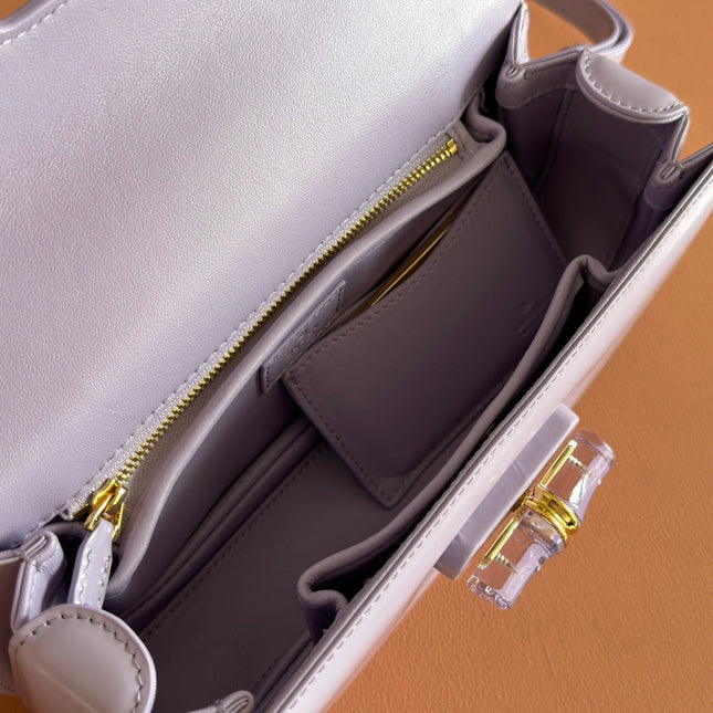 BAMBOO DIVE MEDIUM BAG 27 IN LILAC CALFSKIN RESIN BRASS BAMBOO-SHAPED HARDWARE